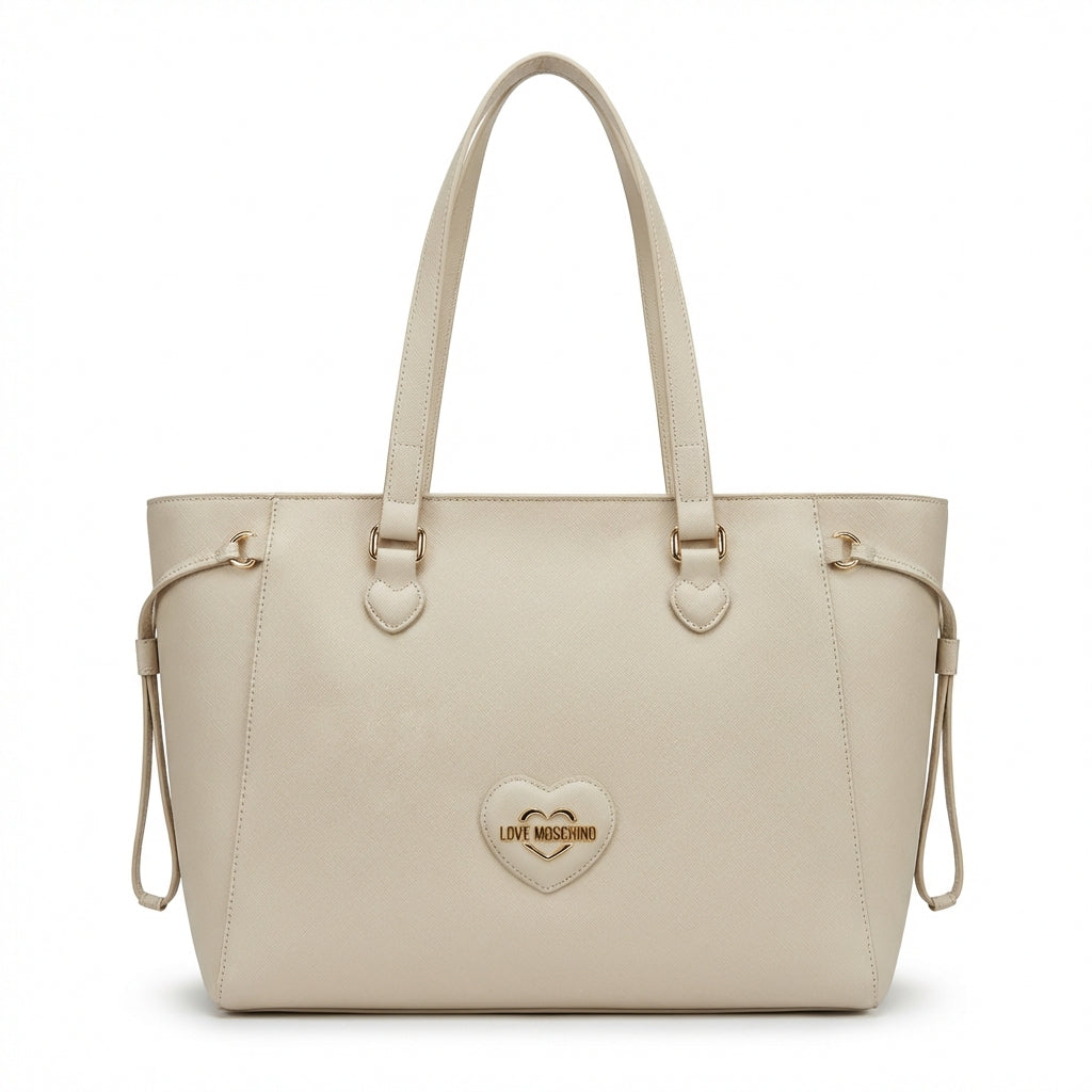 Borsa Love Moschino Effetto Saffiano (Eco-Friendly) - Color Panna