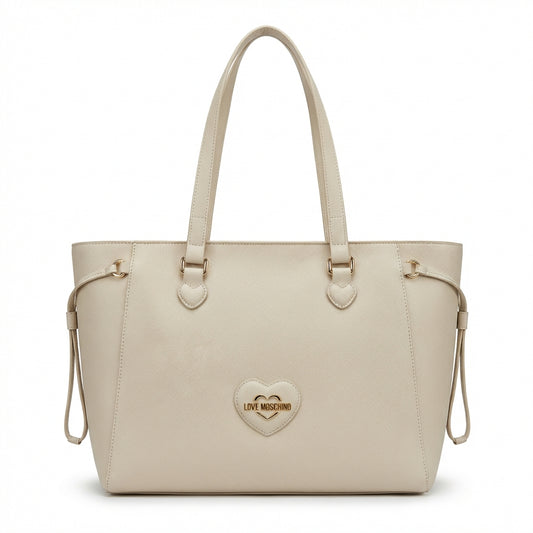 Borsa Love Moschino Effetto Saffiano (Eco-Friendly) - Color Panna